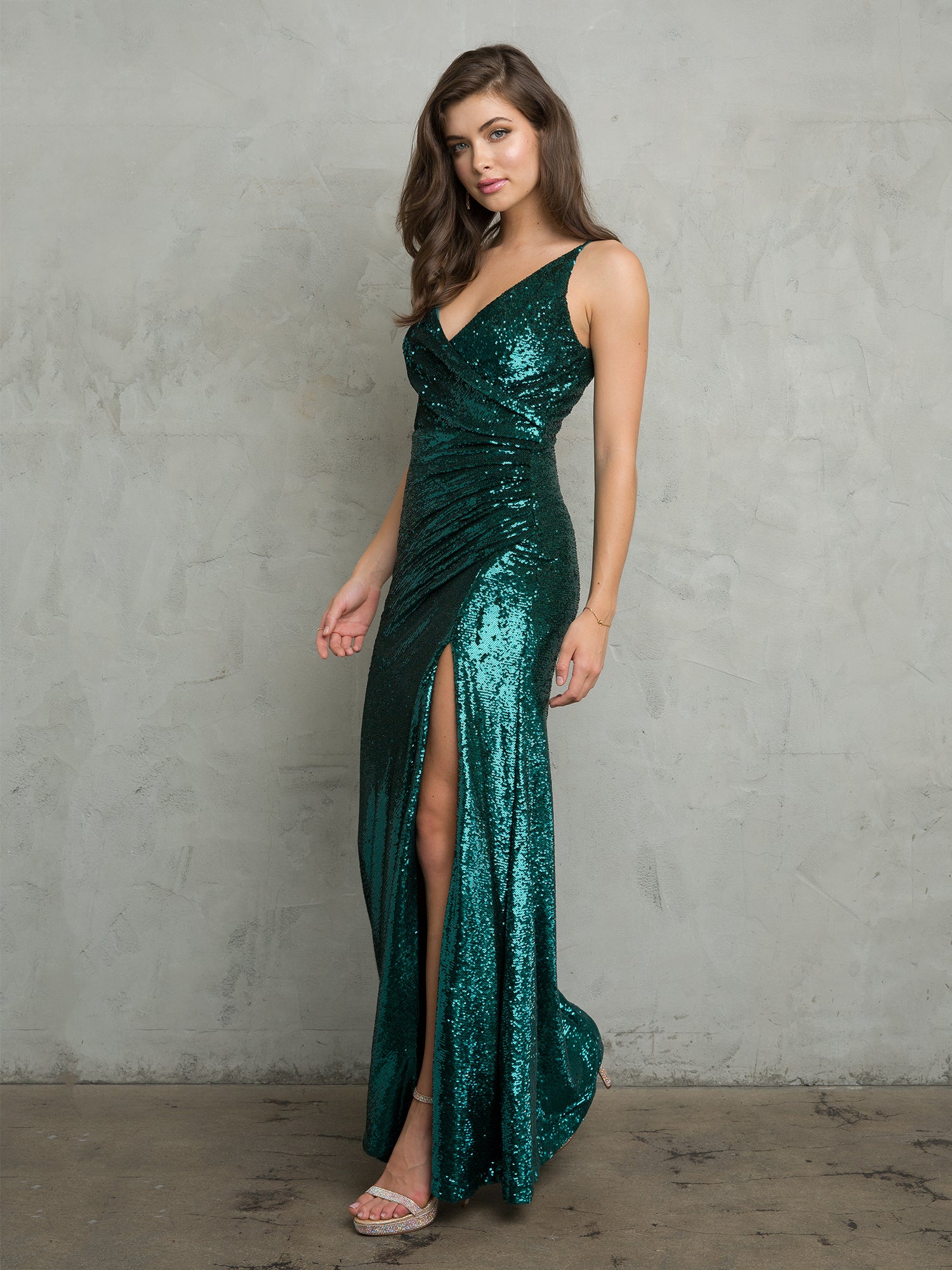Sleeveless Fitted Sequin Gown with Side Slit and Back Zipper judyssmallworld Sleeveless Fitted Sequin Gown with Side Slit and Back Zipper judyssmallworld