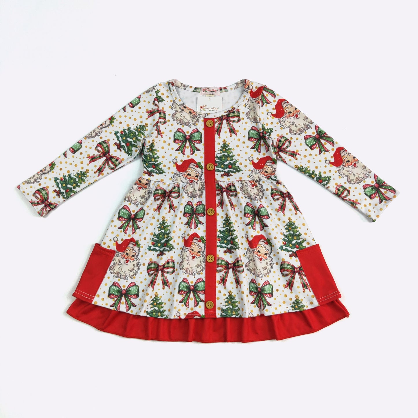 Golden Dot Santa Girls Dress