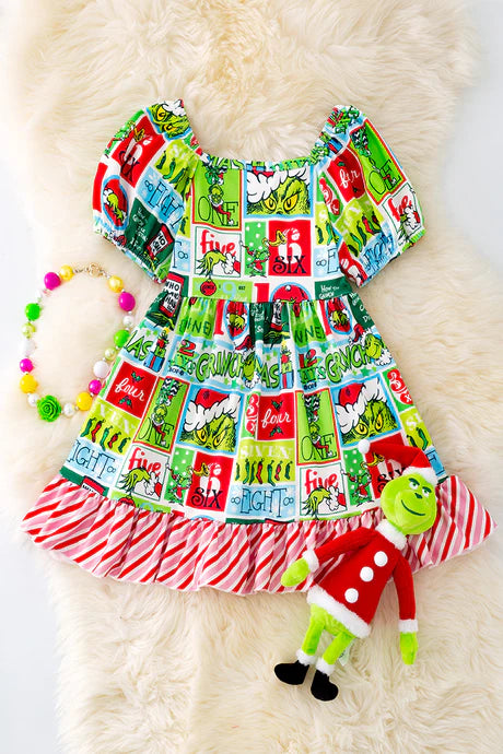 Multi Grinch Print Dress judyssmallworld Multi Grinch Print Dress judyssmallworld