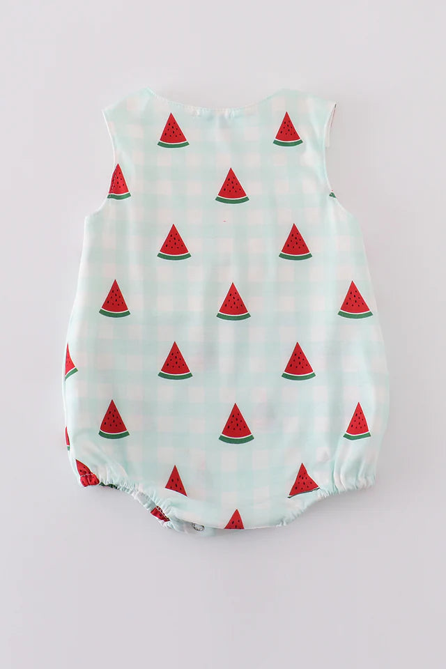 Watermelon Embroidery Smocked Bubble