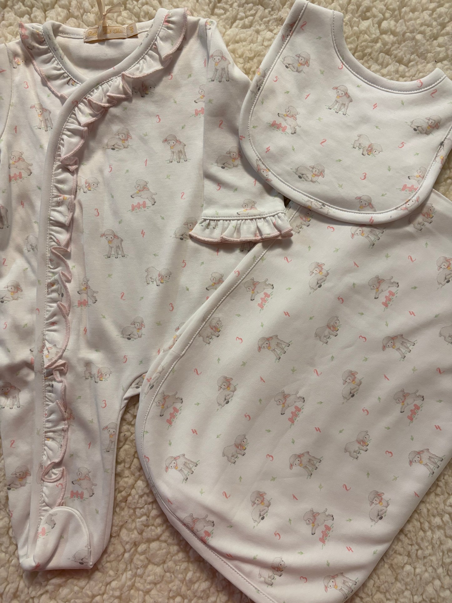 Tiny Baby Sheep Footie W/Ruffles