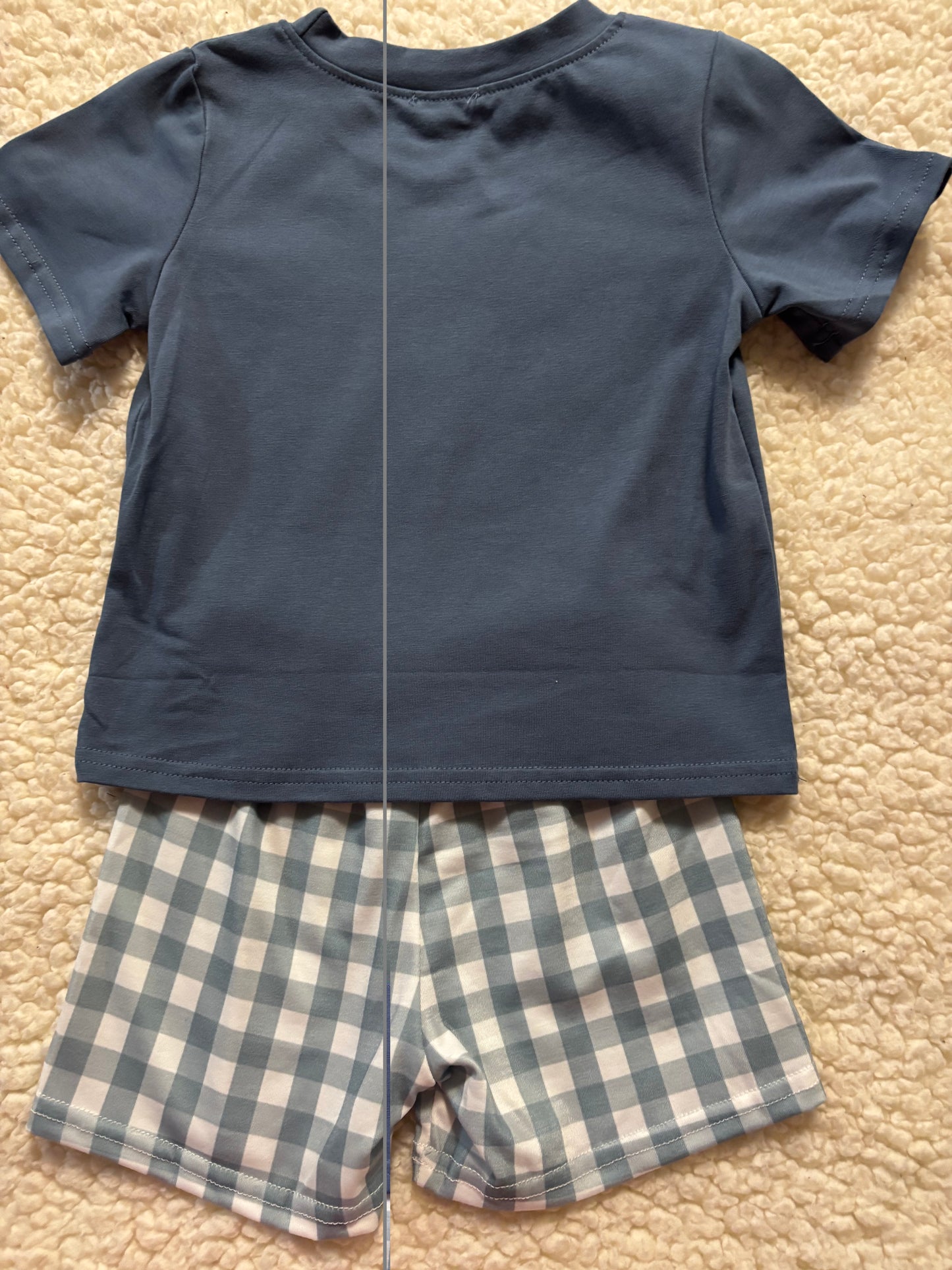 Orange Pumpkin Applique Gingham Short Set