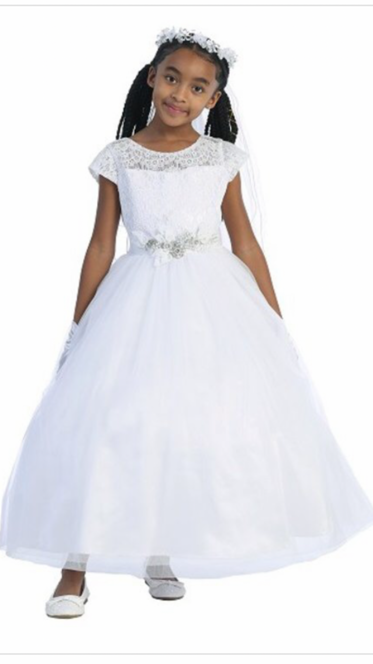 Short Sleeve Lace and Tulle Dress