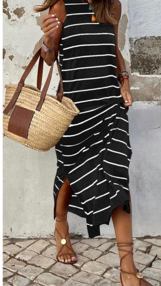 Classic Stripe Knit Maxi Dress