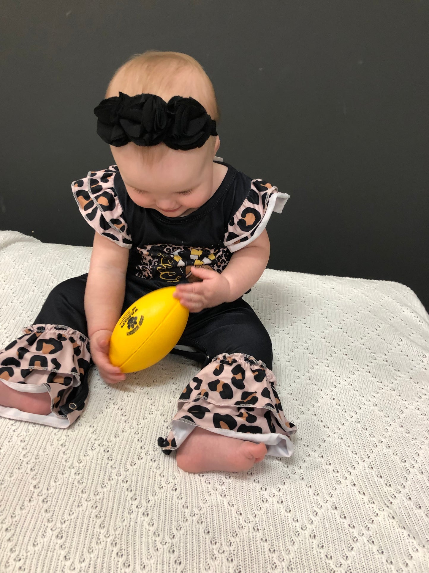 Black/Gold Football Romper