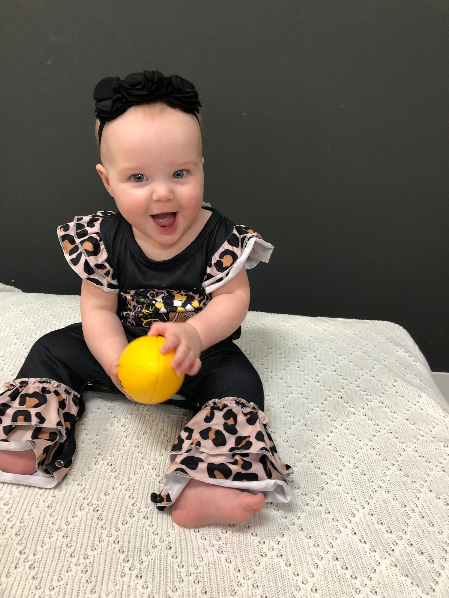 Black/Gold Football Romper