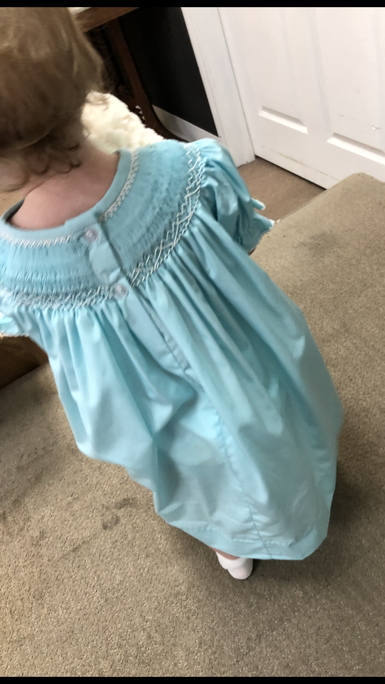 Cross Smocked Aqua Bishop