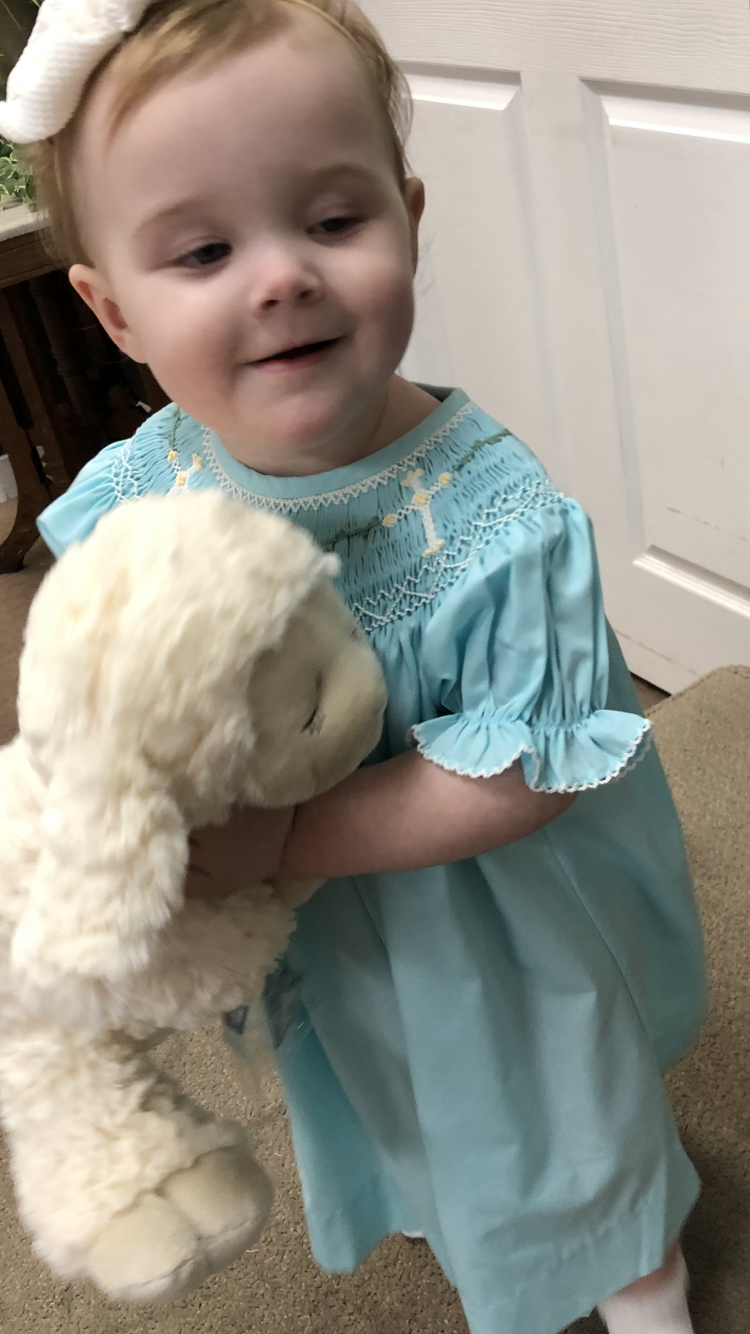 Cross Smocked Aqua Bishop