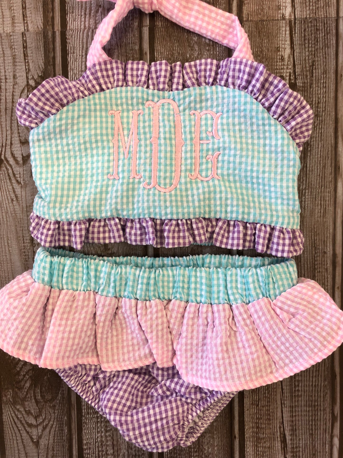 Aqua/Purple Colorblock 2 Pc. Swimsuit