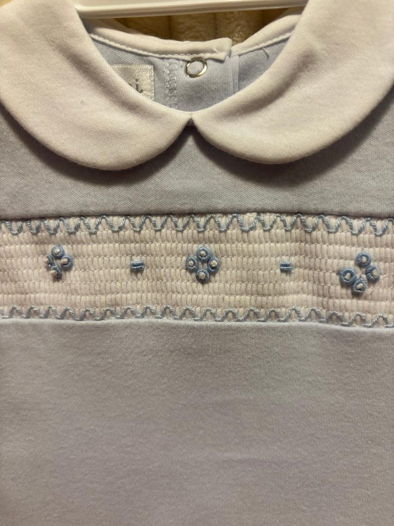 Soft Blue Knit Smocked Longall