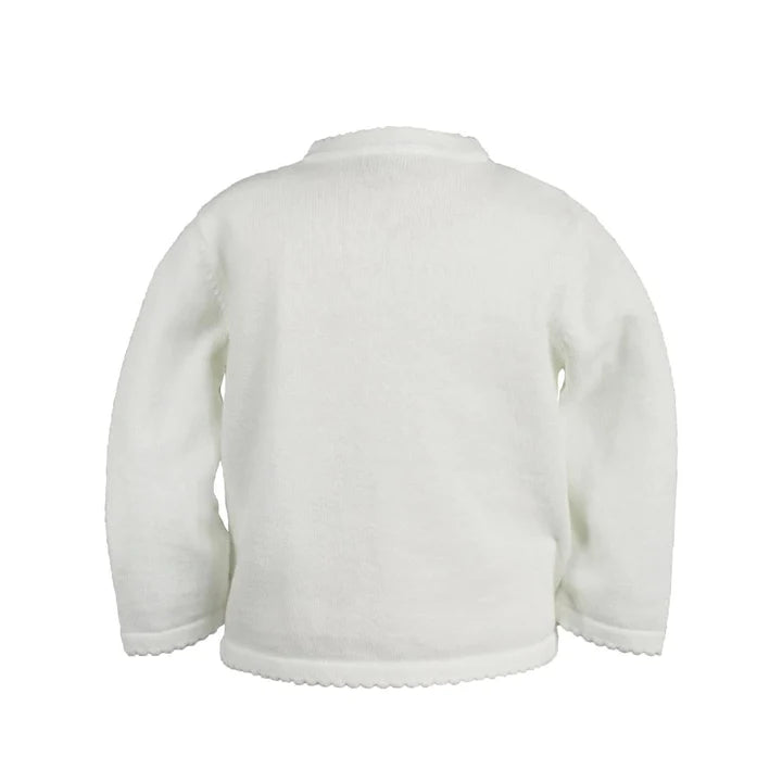 White Scalloped Edge Cardigan Sweater