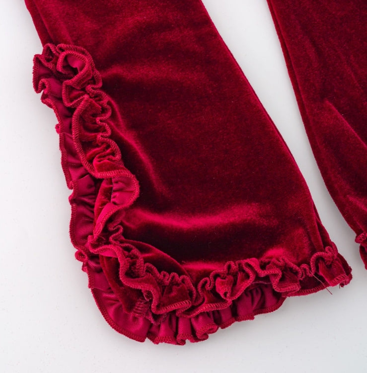 Ruffle Velour Pant Set