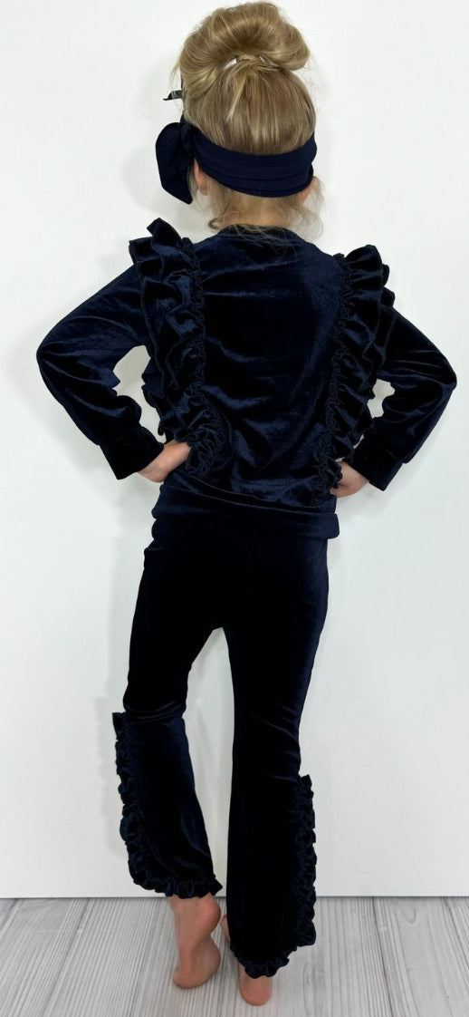Ruffle Velour Pant Set