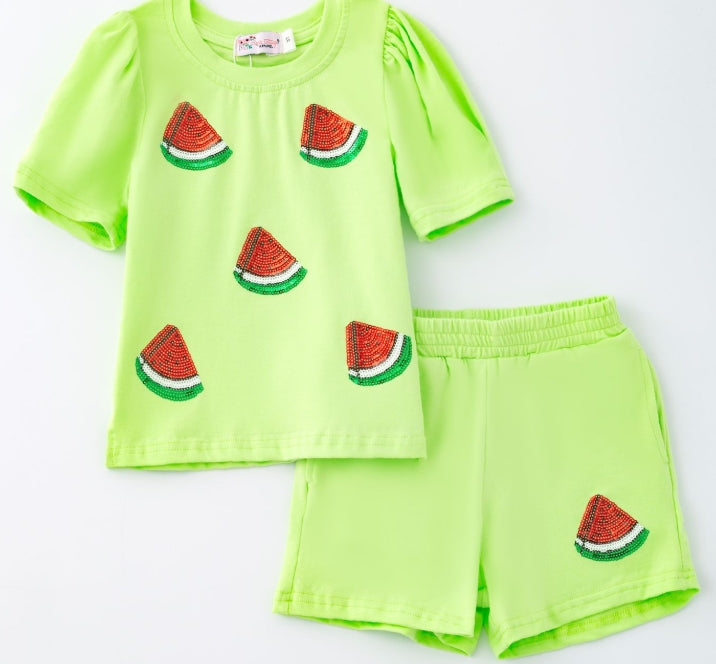 Watermelon Sequin Short Set