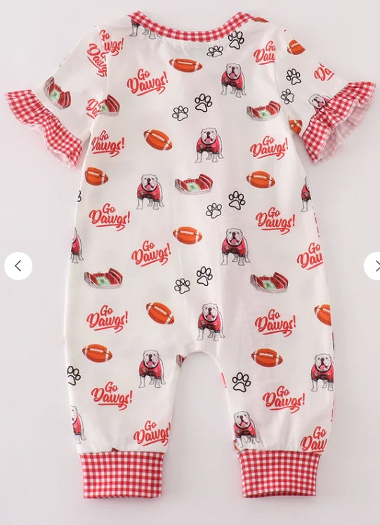Dawgs Print Girls Pajama Romper
