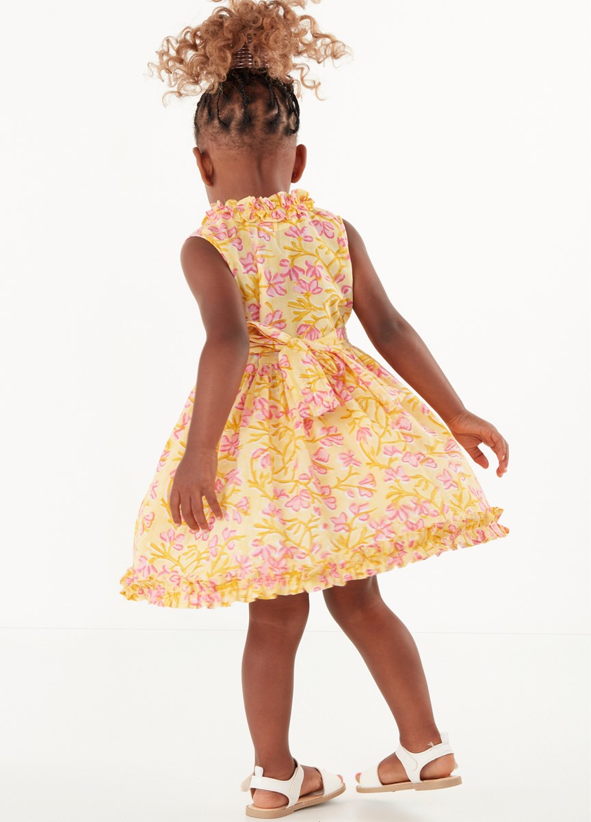 Yellow Floral Wrap Dress
