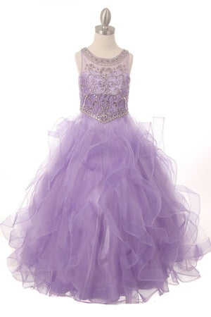 Lilac Ruffle Tulle Long Dress