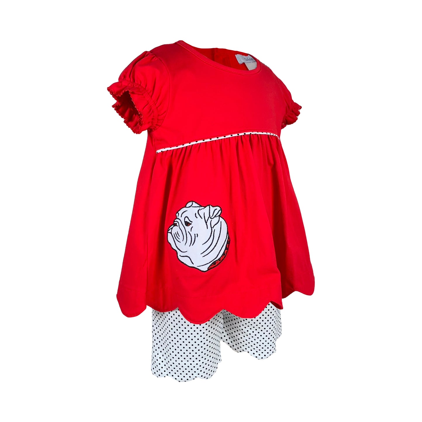 Red/Black Bulldog Applique Short Set
