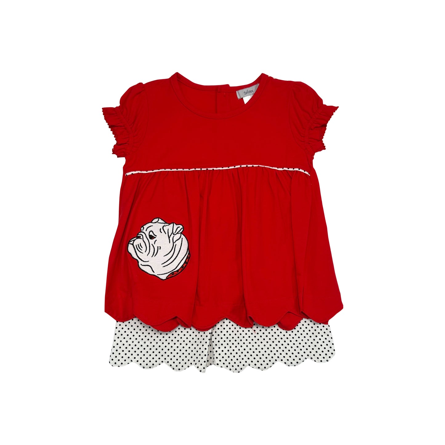 Red/Black Bulldog Applique Short Set