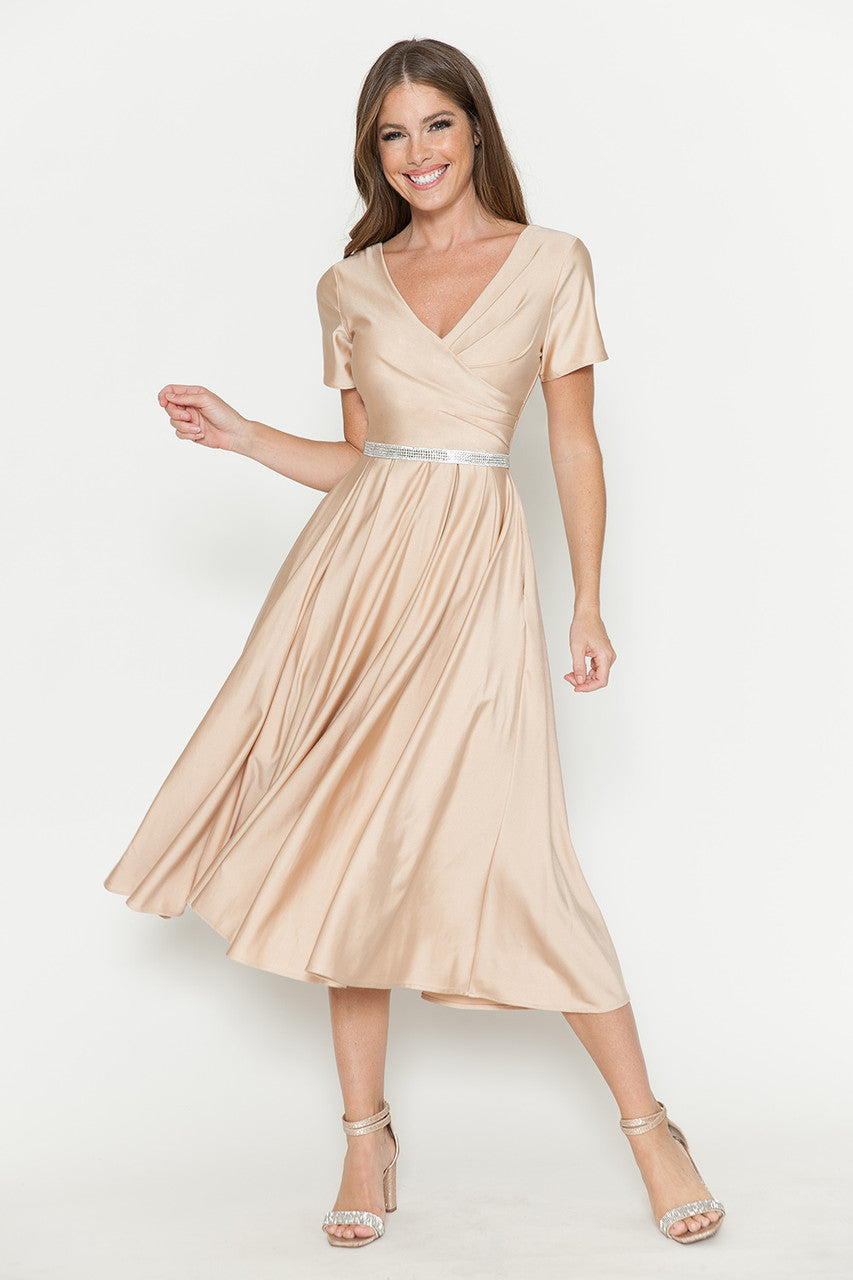 Champagne Tea Length Dress judyssmallworld Champagne Tea Length Dress judyssmallworld