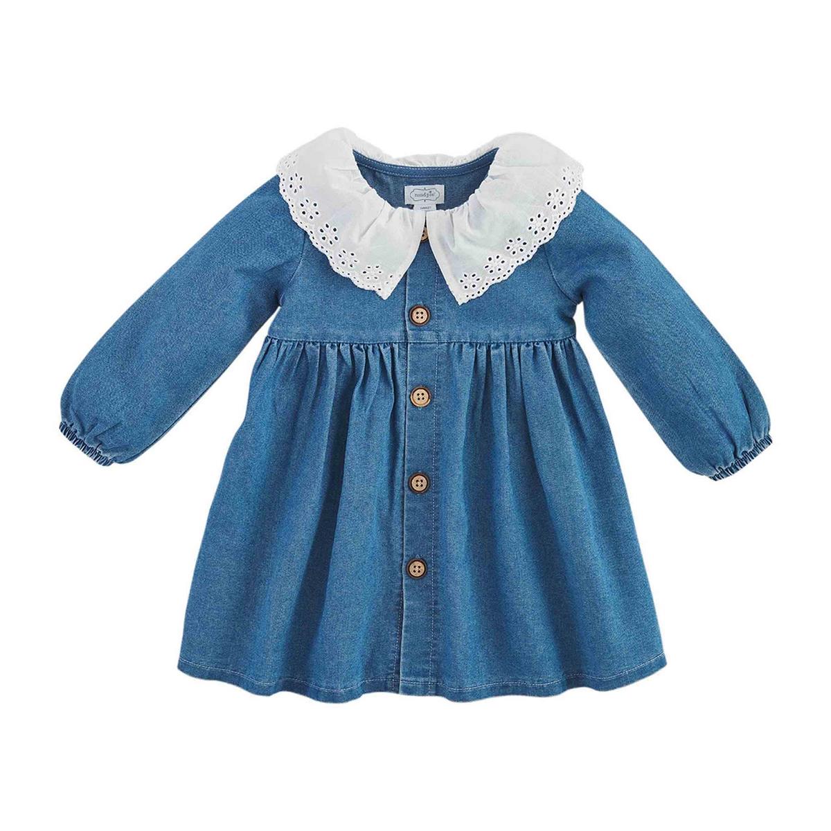 Eyelet Collar  Denim Dress