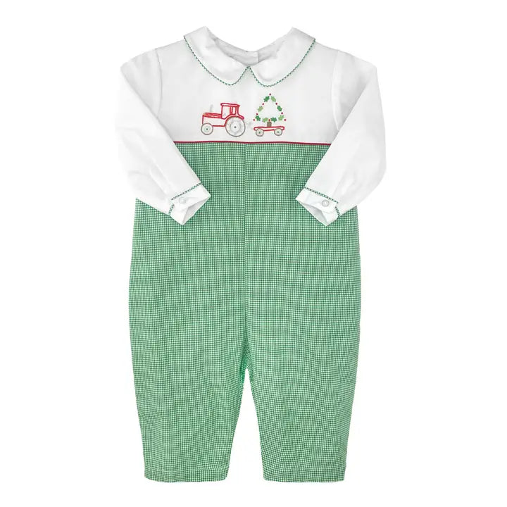 Christmas Tractor Hand Embroidered Longall