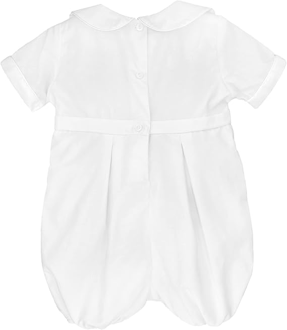 Cross Embroidered Christening Romper W/Hat