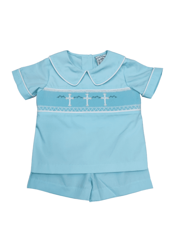 Aqua Cross Smocked Short Set