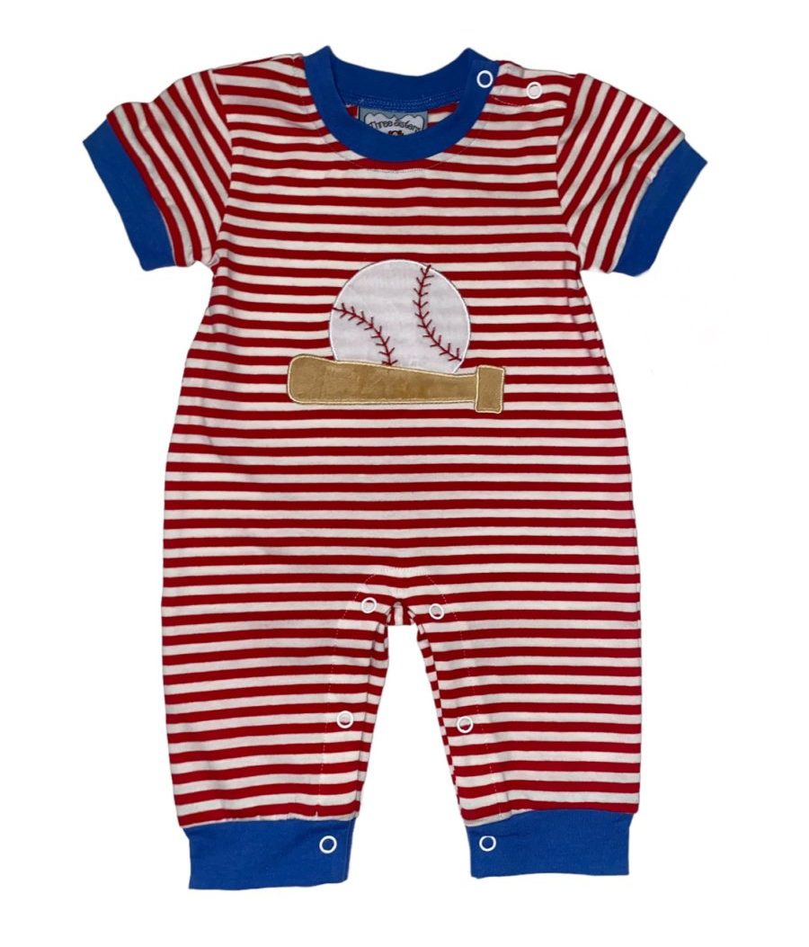Red Stripe Baseball Romper