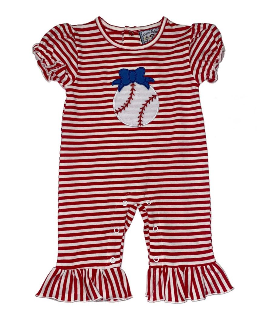 Red Stripe Baseball Romper