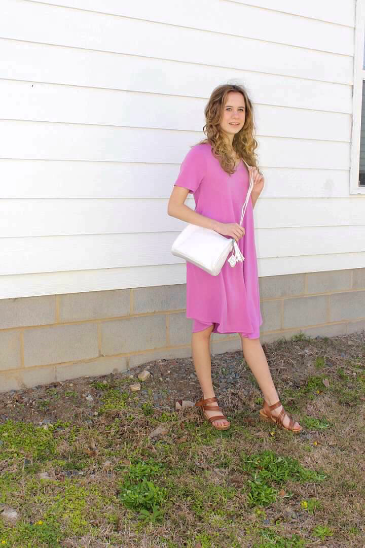 Dark Mauve V-Neck T-Shirt Dress