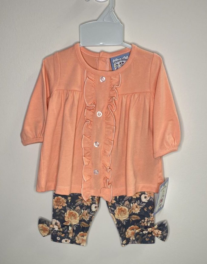 Peach Ruffle Top/Fall Floral Legging