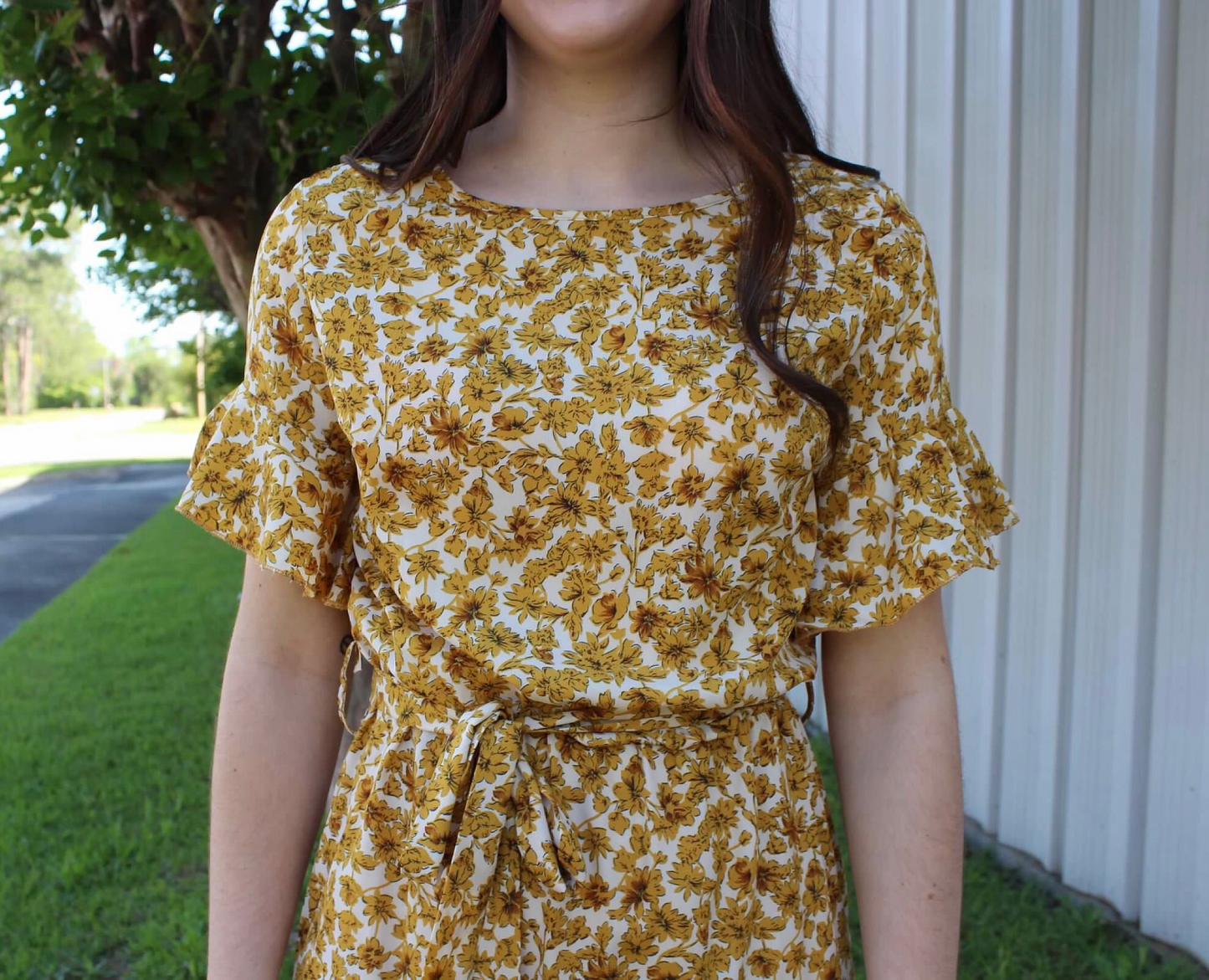 Golden Floral Dress