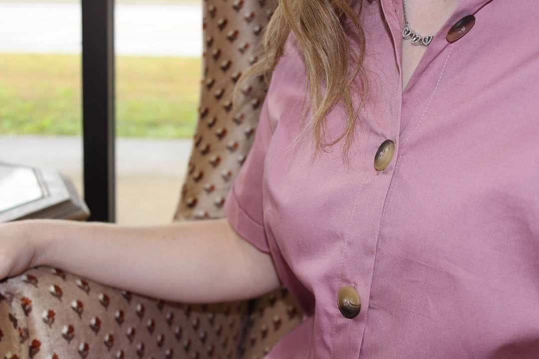 Rose Button Up Shirt Dress