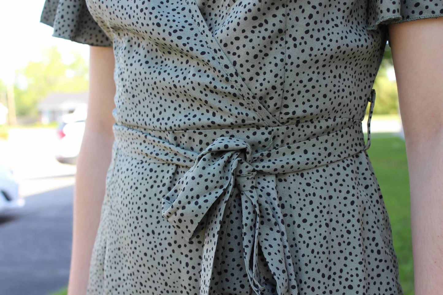 Olive Dotted Dress