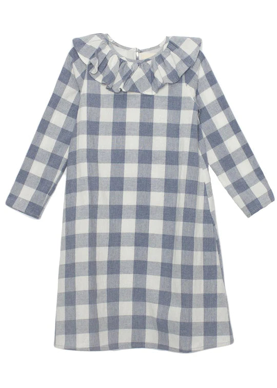 Blue Woven Plaid Dress