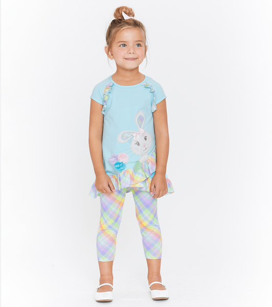 Aqua Plaid Bunny Set