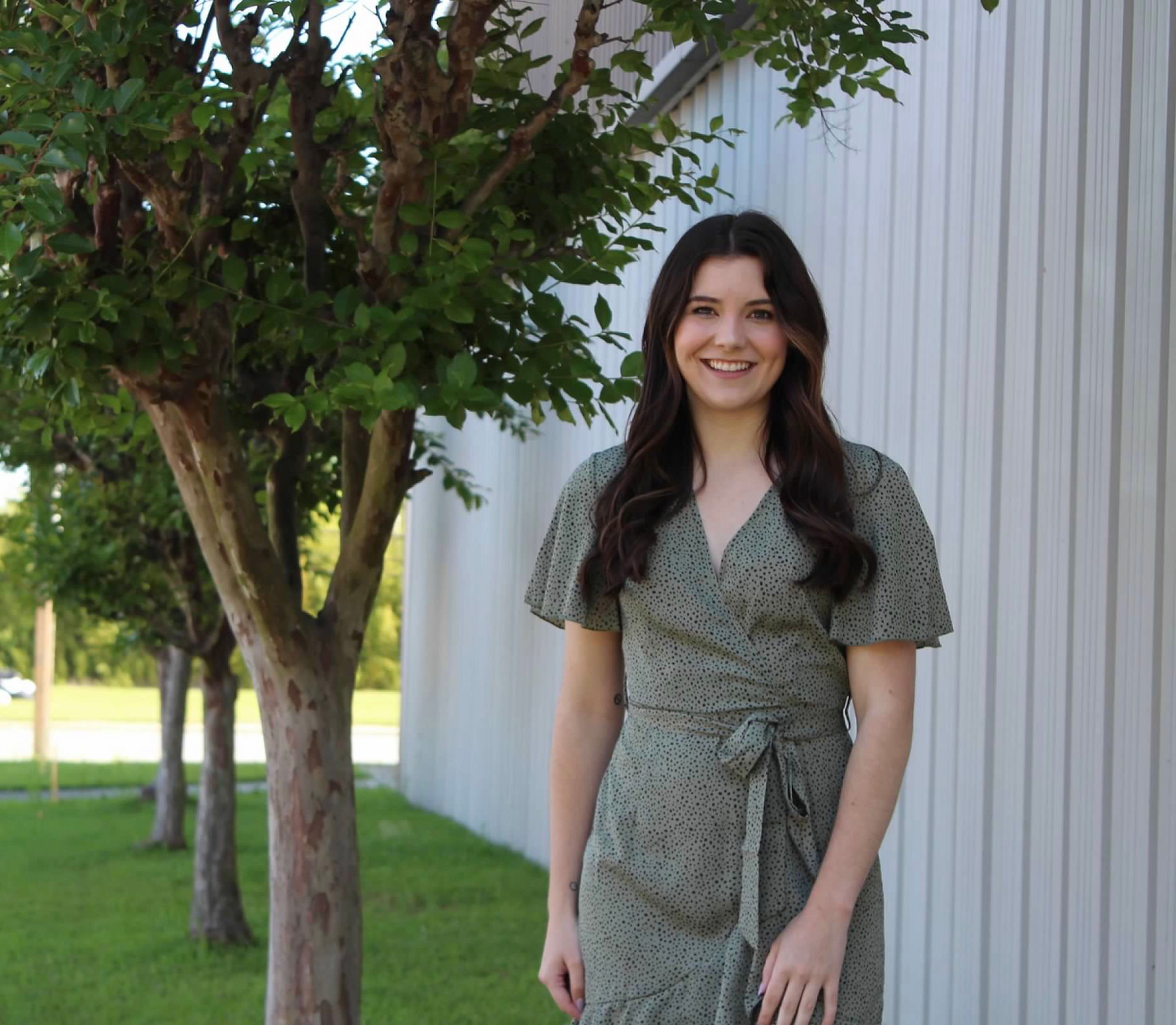 Olive Dotted Dress