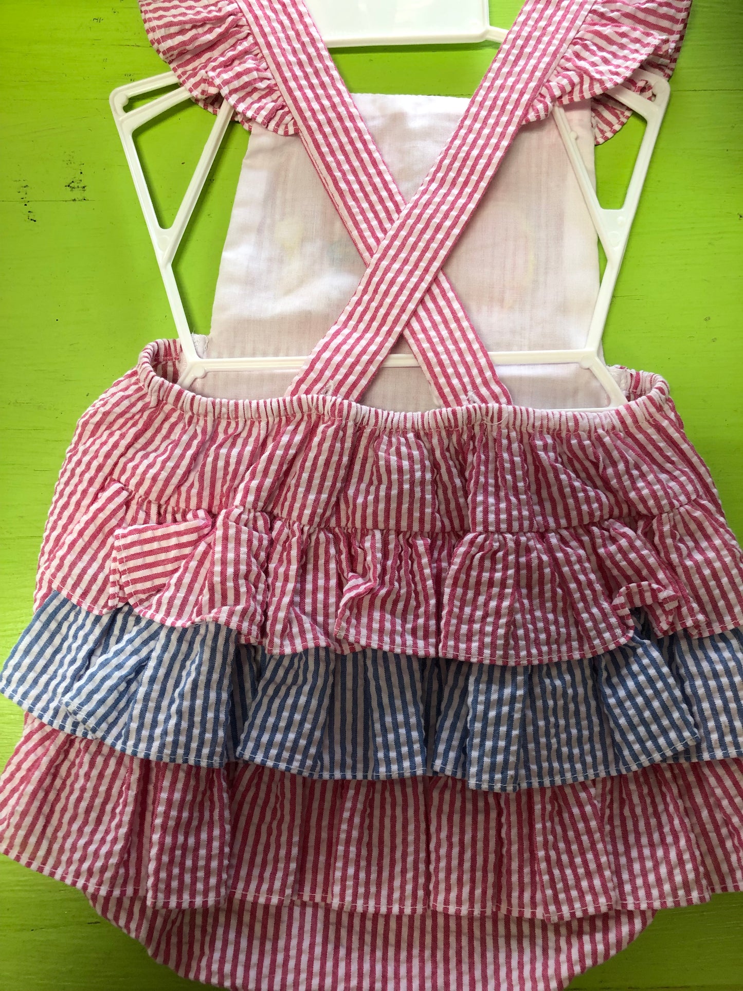 Dark Pink Seersucker Beach Sunsuit