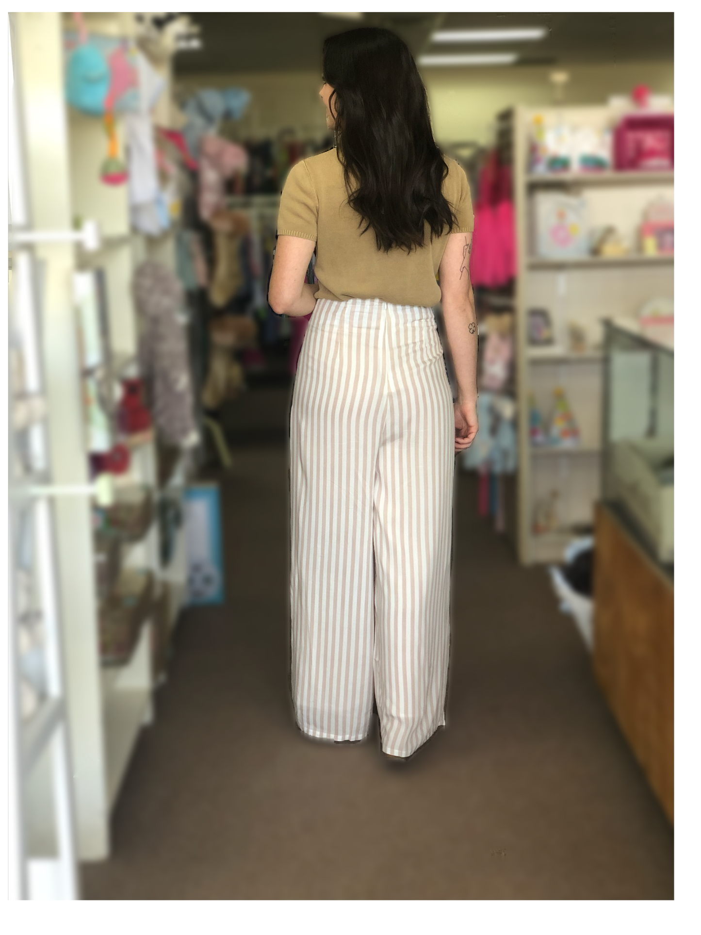 Latte Striped Wide Leg Pant