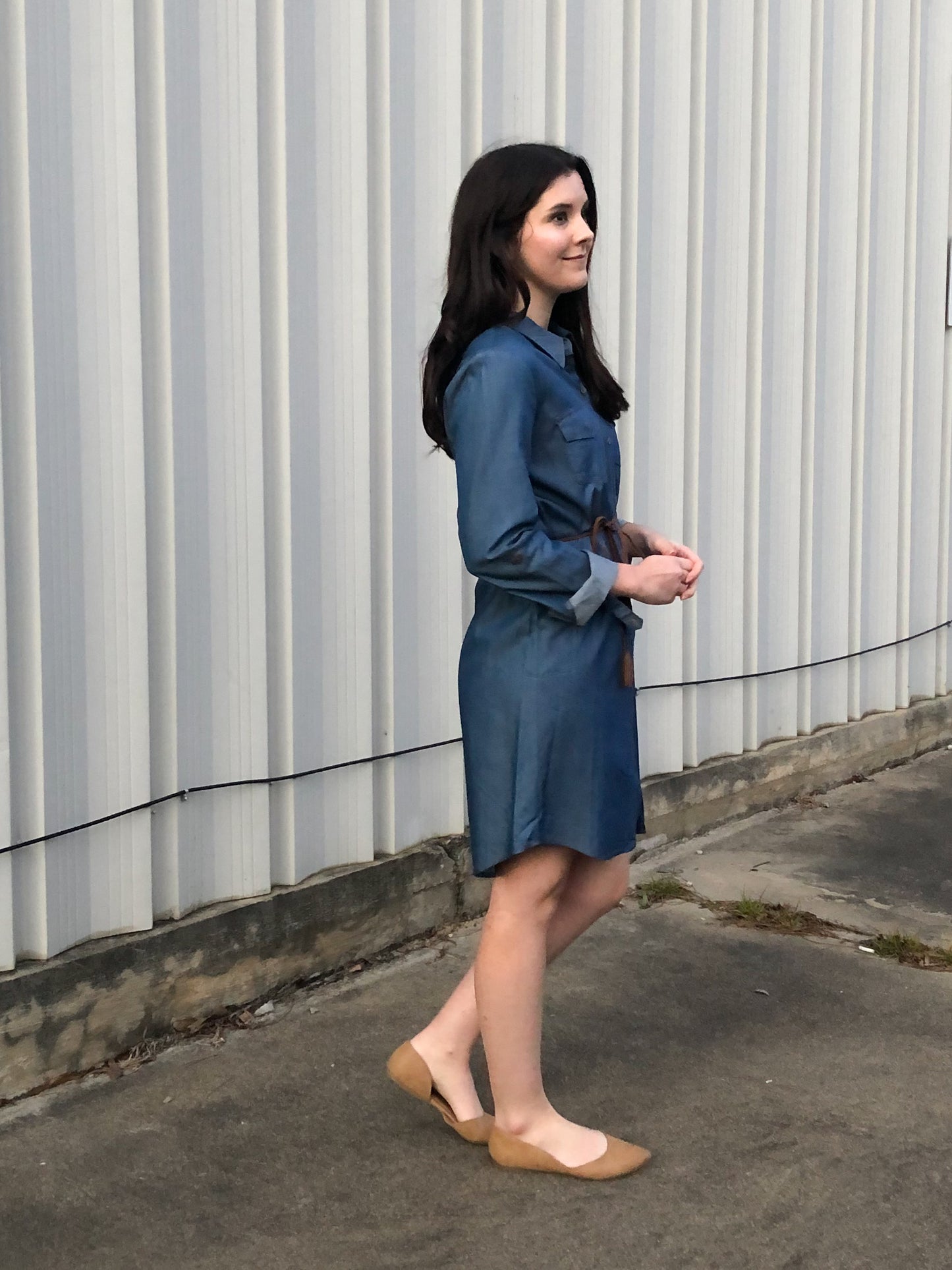 Denim Dress w/ Tassel Belt
