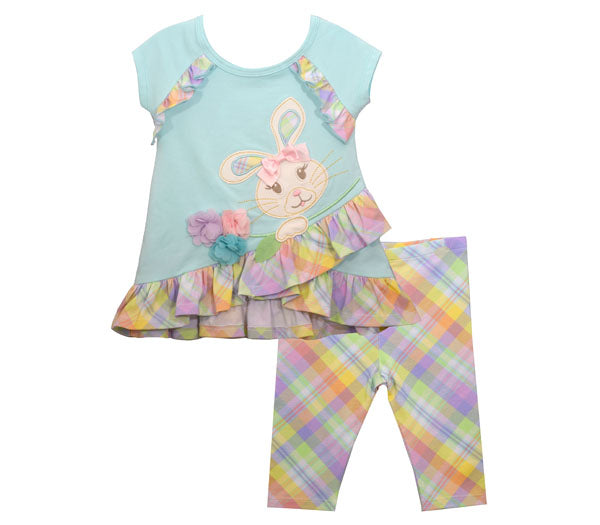 Aqua Plaid Bunny Set