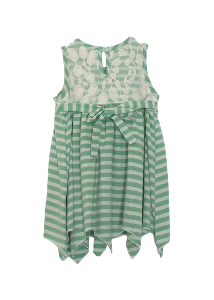 Green Stripe & Lace Knit Dress