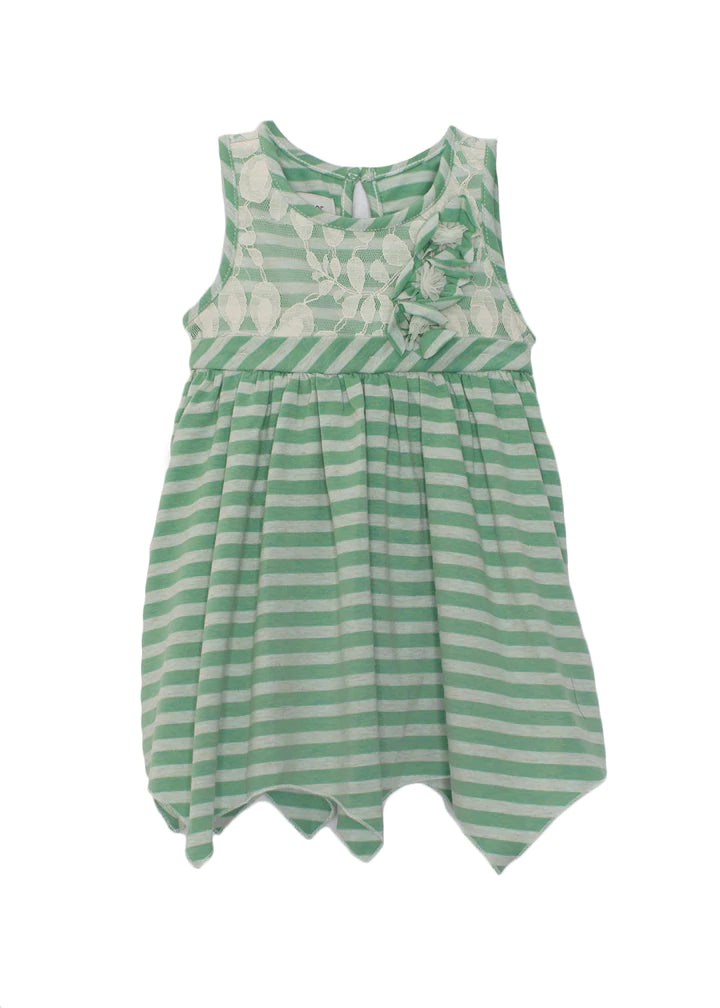 Green Stripe & Lace Knit Dress