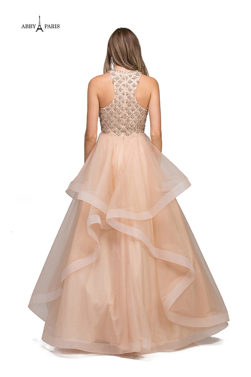 Beige Tulle Prom Dress