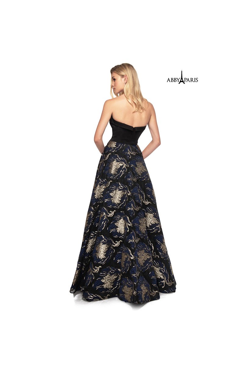Black/Navy Jersey/Jacquard Prom Dress