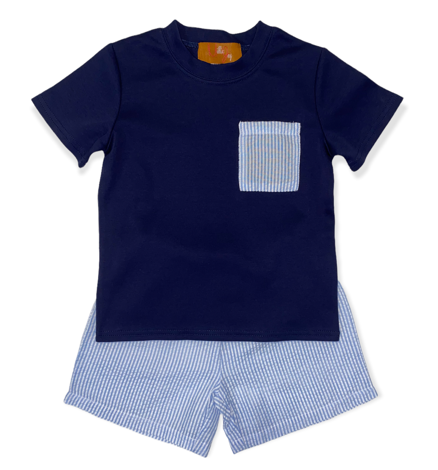 Navy and Blue Stripe Short Set