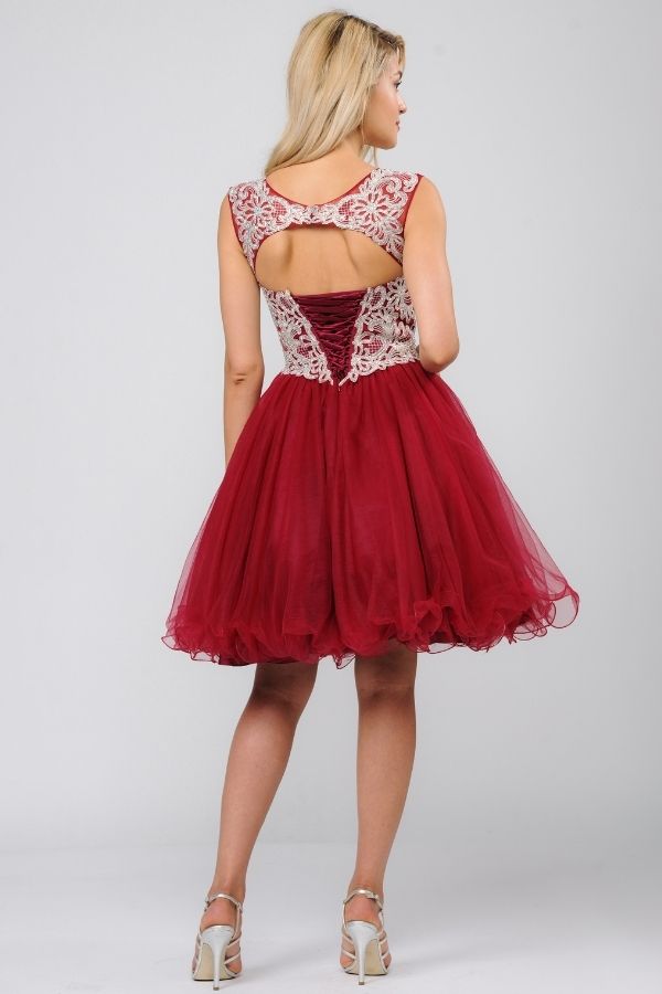 Burgundy Tulle Bottom Dress