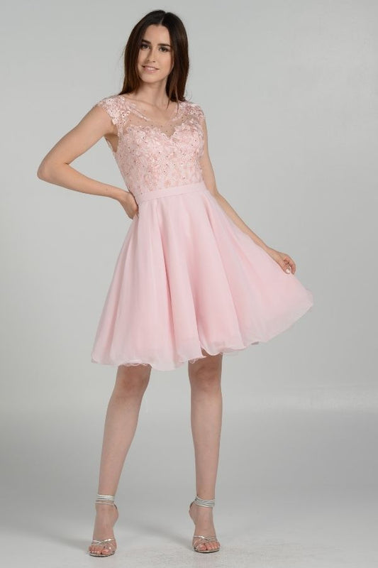 Blush Scoop Neck Open Back Dress