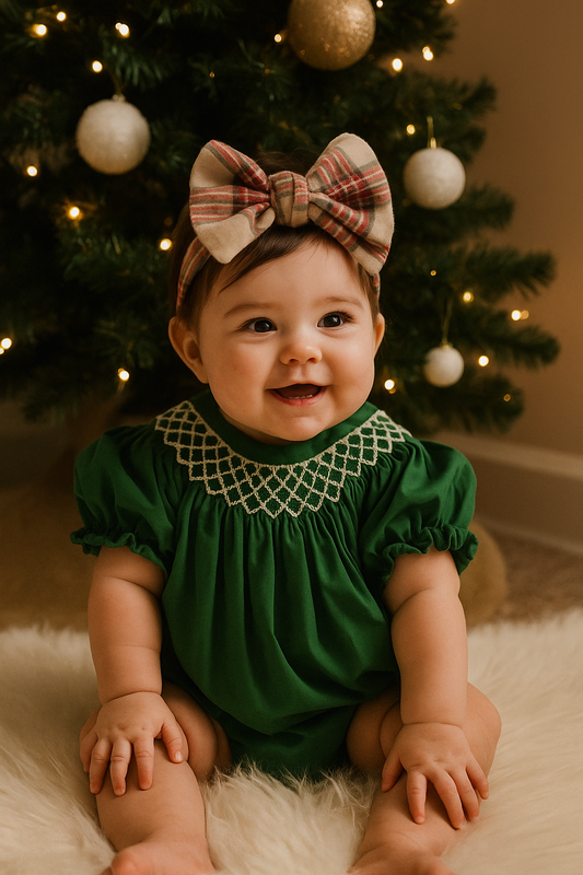 Hunter Green Smocked Bubble